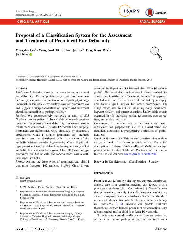 (PDF) Proposal of a Classification System for the Assessment and ...