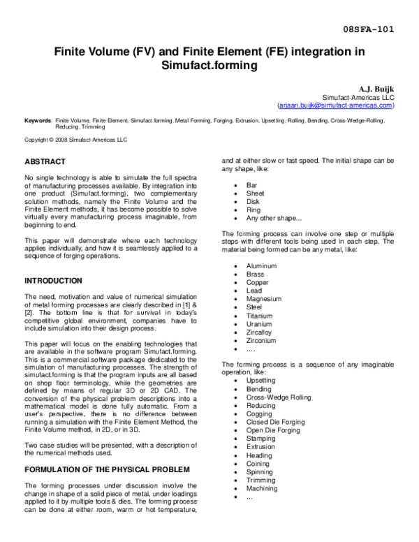 (PDF) Finite Volume (FV) and Finite Element (FE) integration in ...