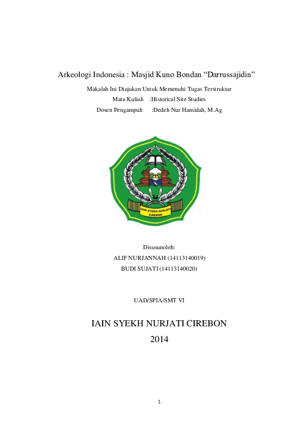 (PDF) Arkeologi Indonesia (Masjid Kuno Bondan Indramayu)