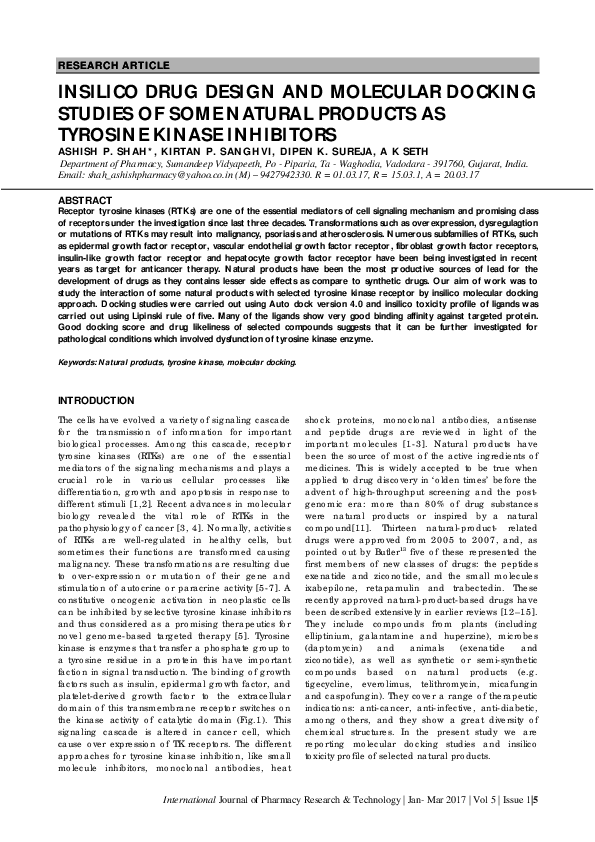 (PDF) INSILICO DRUG DESIGN AND MOLECULAR DOCKING STUDIES OF SOME ...