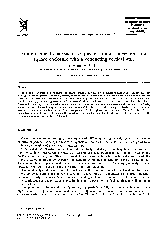 (PDF) Finite element analysis of conjugate natural convection in a ...