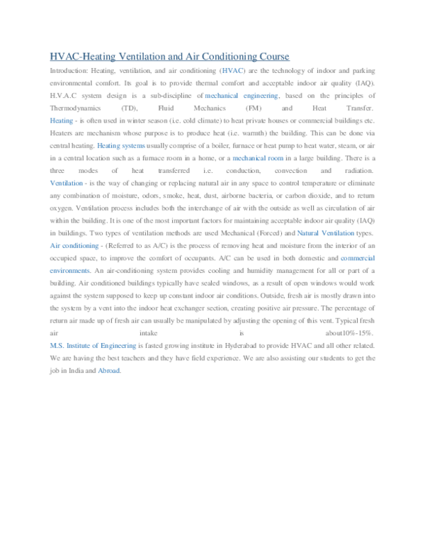 (DOC) HVAC Course Details Mir Ali Academia.edu