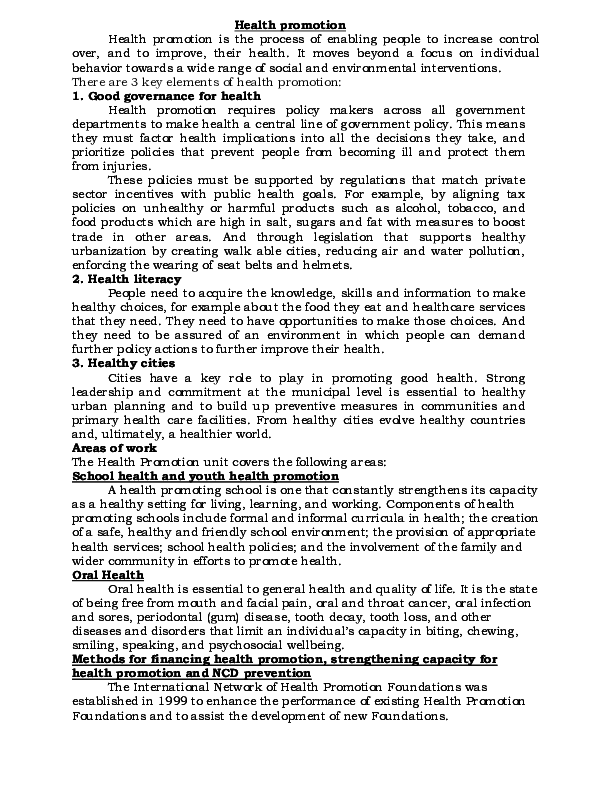 (DOC) Health promotion