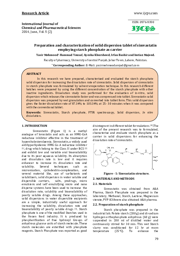 (PDF) Preparation and characterization of solid dispersion tablet of ...