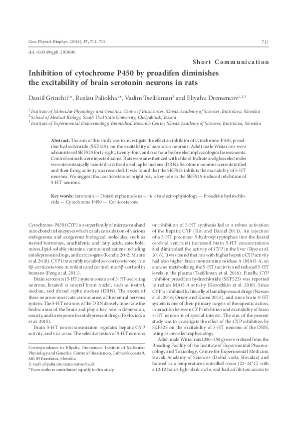 (PDF) Inhibition of cytochrome P450 by proadifen diminishes the ...