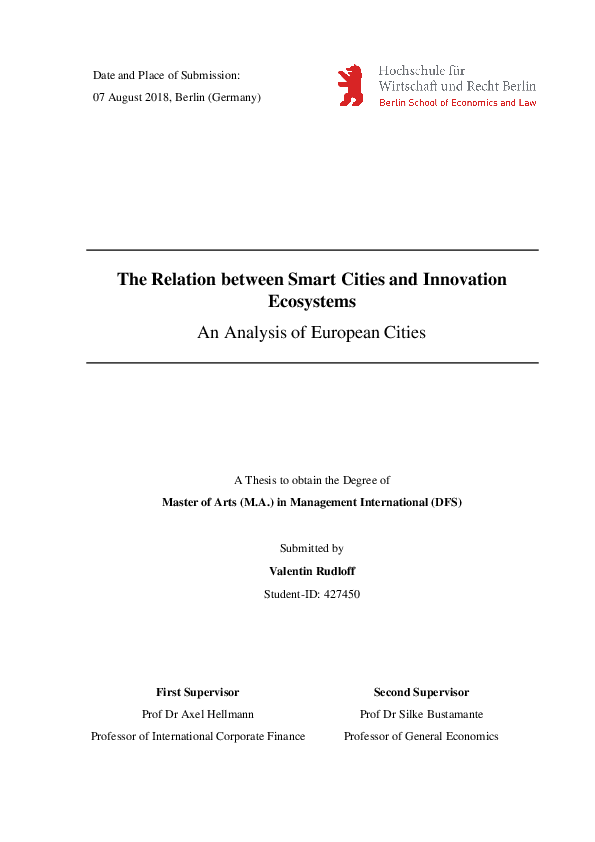 (PDF) The Relation between Smart Cities and Innovation Ecosystems An ...