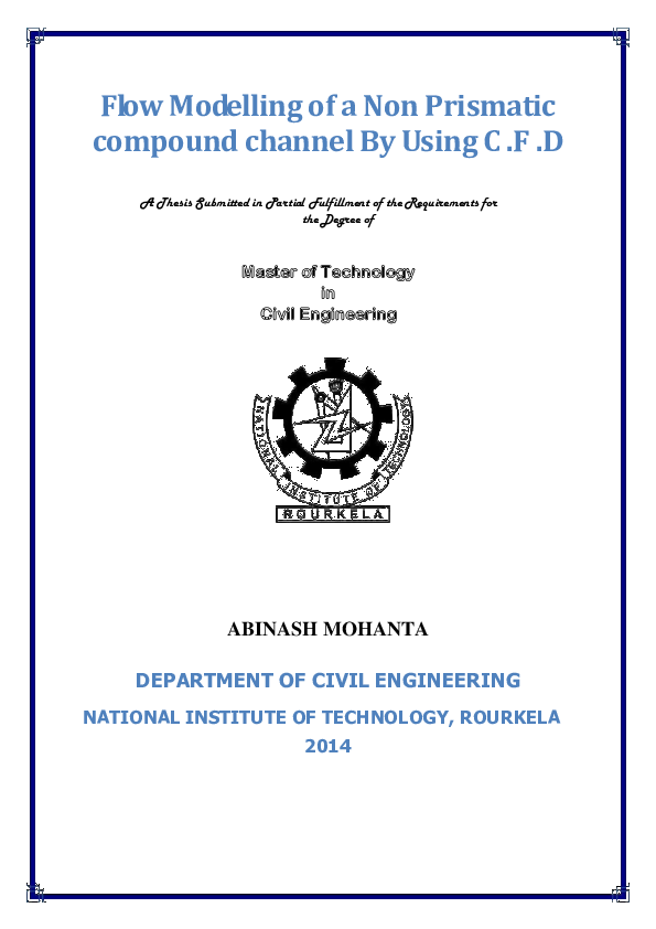 (PDF) Flow Modelling of a Non Prismatic compound channel By Using C .F .D