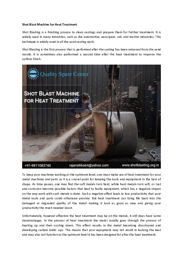 (PDF) Shot Blast Machine for Heat Treatment Quality Spare Centre Academia.edu