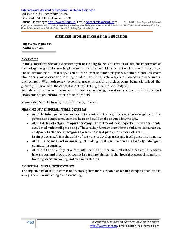 Doc Artificial Intelligence Ai In Education Doc Artificial Intelligence Ai In Education