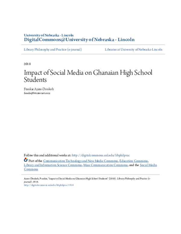 (PDF) Impact of Social Media on Ghanaian High School Students