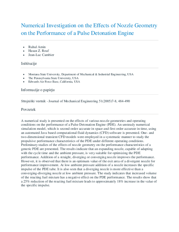 (DOC) Numerical Investigation on the Effects of Nozzle Geometry on the ...