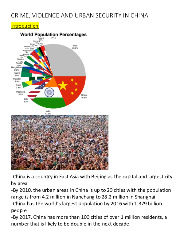 (DOC) CRIME, VIOLENCE AND URBAN SECURITY IN CHINA