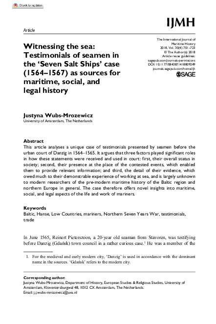 (PDF) Witnessing the sea: Testimonials of seamen in the 'Seven Salt ...
