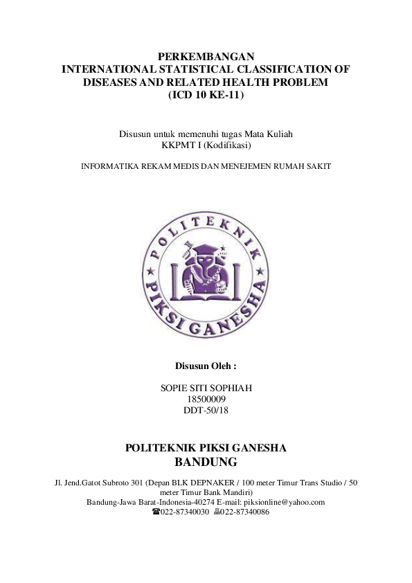(DOC) PERKEMBANGAN INTERNATIONAL STATISTICAL CLASSIFICATION OF DISEASES