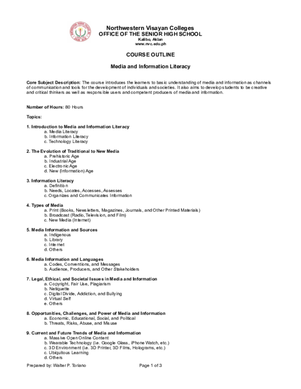 (PDF) Northwestern Visayan Colleges OFFICE OF THE SENIOR HIGH SCHOOL