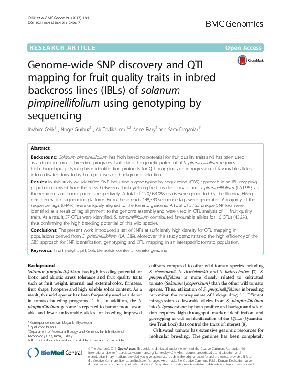 (PDF) Genome-wide SNP discovery and QTL mapping for fruit quality ...