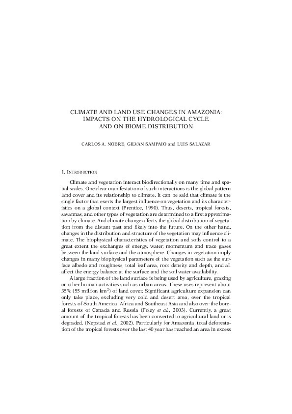 (PDF) Climate and Land Use Changes in Amazonia: Impacts on the ...
