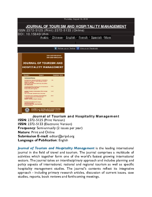 PDF) PUSH AND PULL FACTORS OF TOURISTS VISIT THE TOURISM 