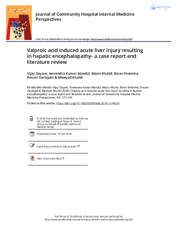 (PDF) Acute overdose of entericcoated valproic acid and olanzapine