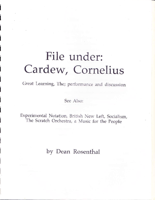 (PDF) File Under Cardew, Cornelius Experimental Notation and