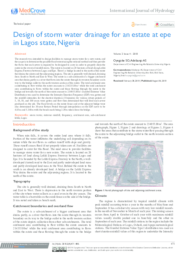 (PDF) Design of storm water drainage for an estate at epe in Lagos ...