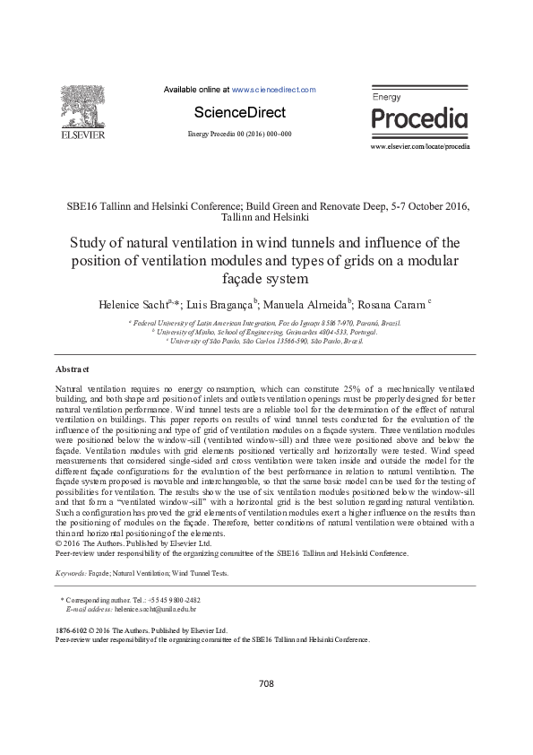 (PDF) Study of natural ventilation in wind tunnels and influence of the ...