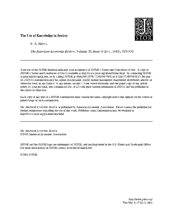  pdf the use of knowledge in society