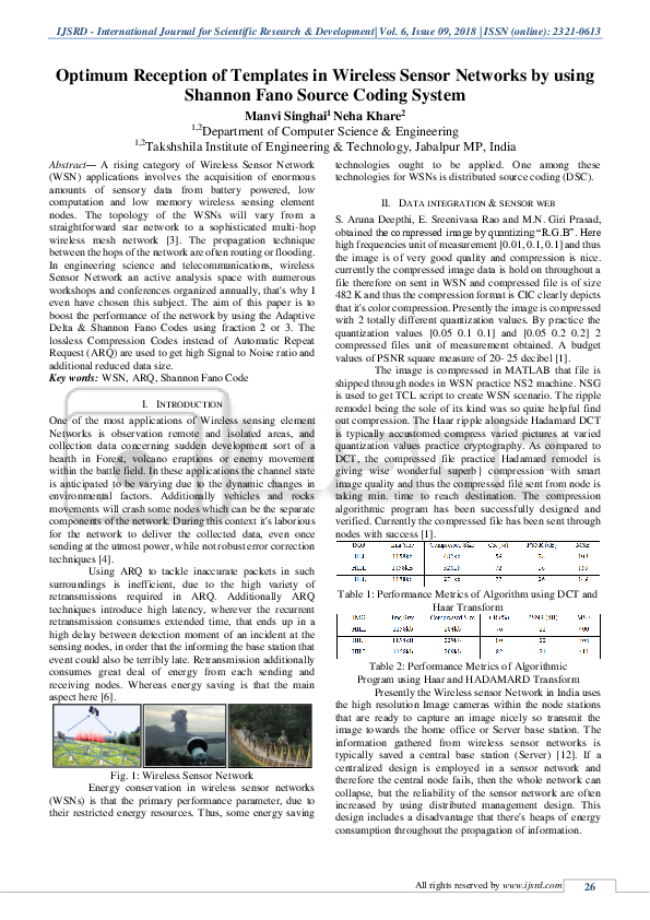 (PDF) Optimum Reception of Templates in Wireless Sensor Networks by ...