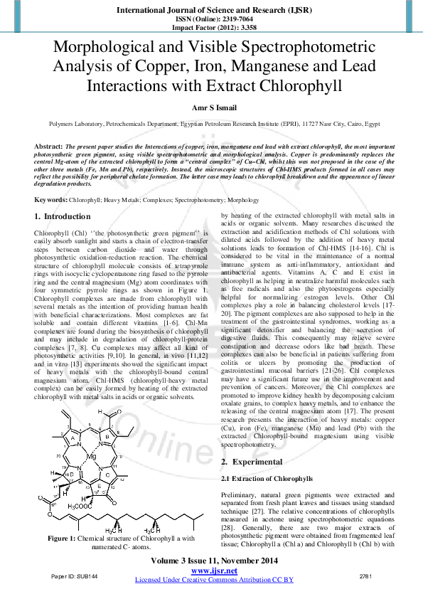 (PDF) Morphological and Visible Spectrophotometric Analysis of Copper