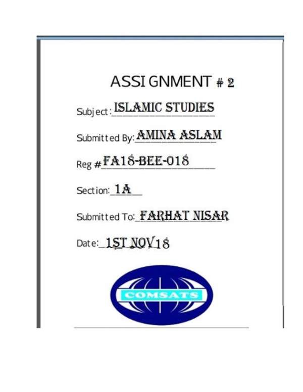 (DOC) Assignment of ISLAMIC STUDIES