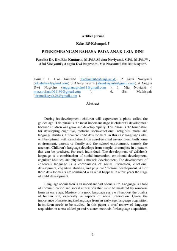 [PDF] Jurnal Perkembangan Bahasa Anak Pdf