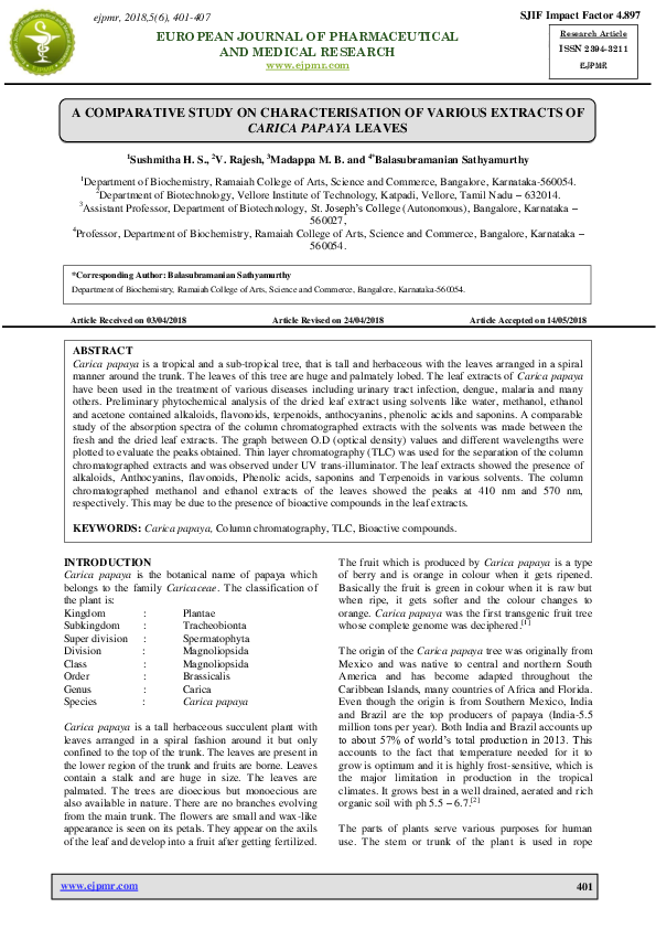 (PDF) A COMPARATIVE STUDY ON CHARACTERISATION OF VARIOUS EXTRACTS OF