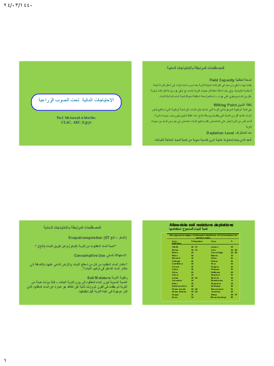 Pdf Irrigation Requirements For Plants Under Greenhouses Arabic Presentation Pdf Mohamed Abdrabbo Academia Edu