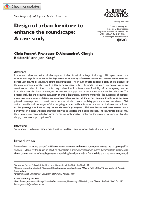 (PDF) Design of urban furniture to enhance the soundscape: A case study