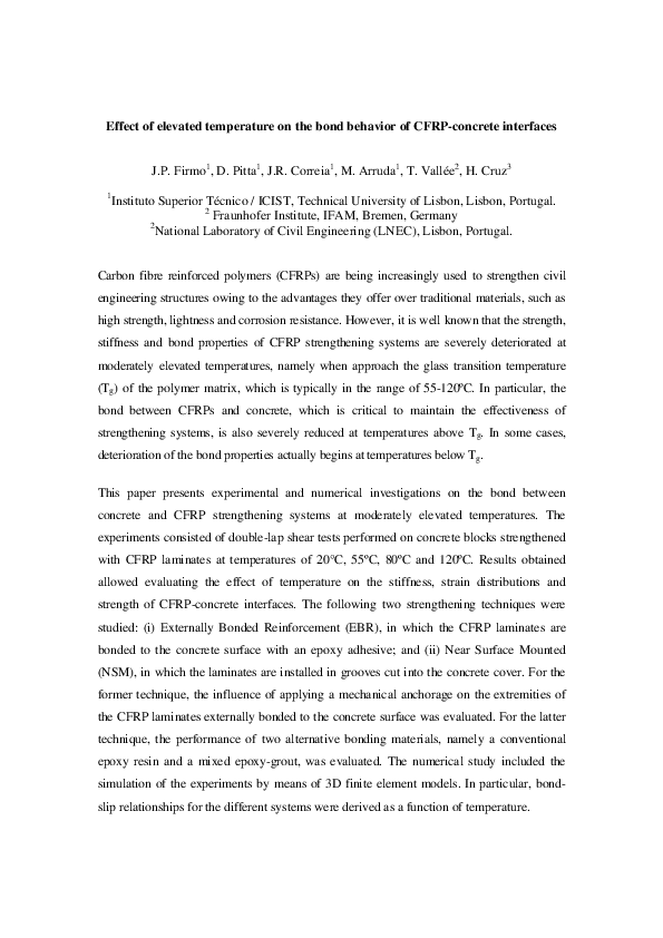 (PDF) Effect of elevated temperature on the bond behavior of CFRP ...