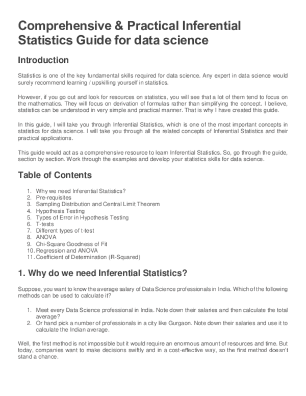 (DOC) Comprehensive & Practical Inferential Statistics Guide for data ...