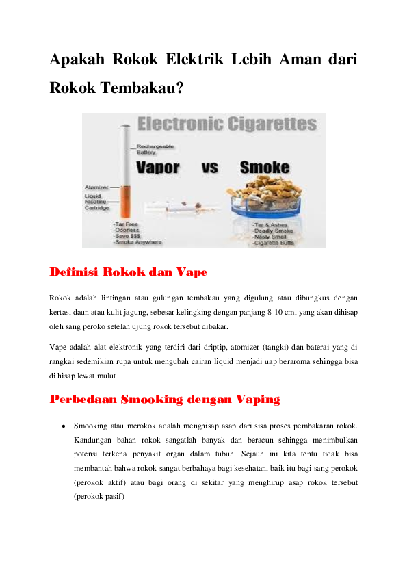 (DOC) Apakah Rokok Elektrik Lebih Aman dari Rokok Tembakau
