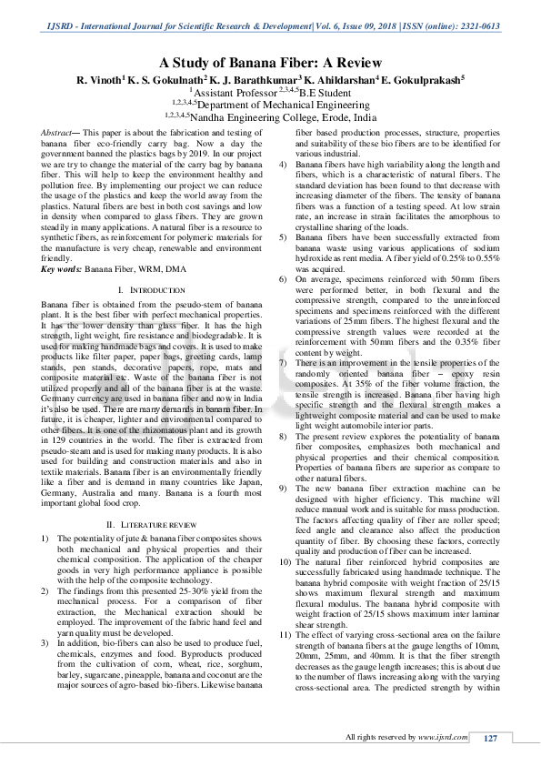 (PDF) A Study of Banana Fiber A Review IJSRDV6I90103 IJSRD