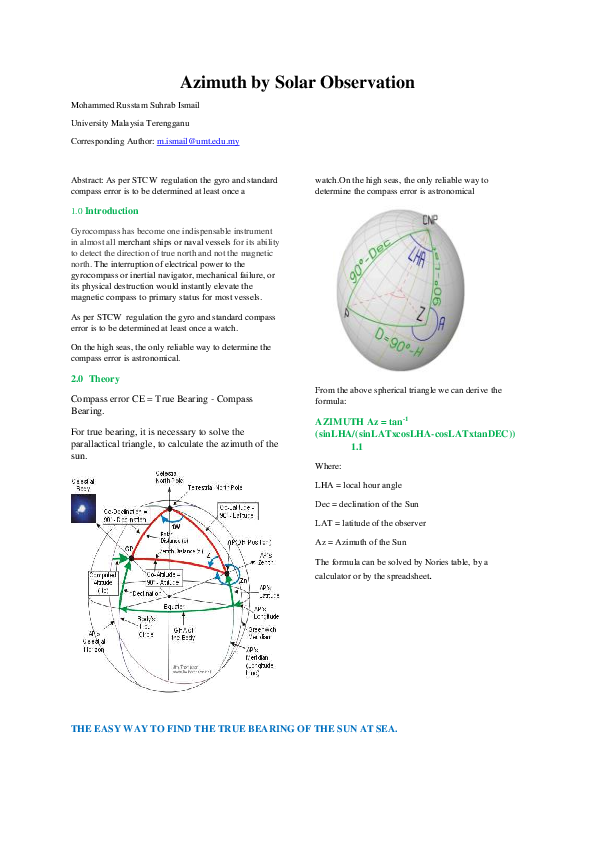 (PDF) Azimuth by Solar Observation