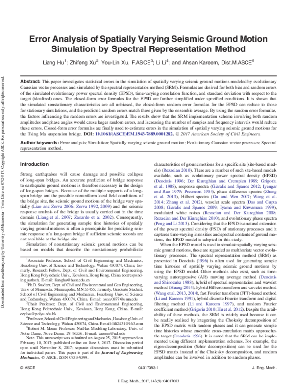 (PDF) Error Analysis of Spatially Varying Seismic Ground Motion ...