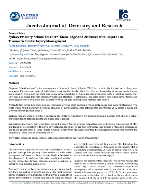 (PDF) Sydney Primary School Teachers’ Knowledge and Attitudes with ...