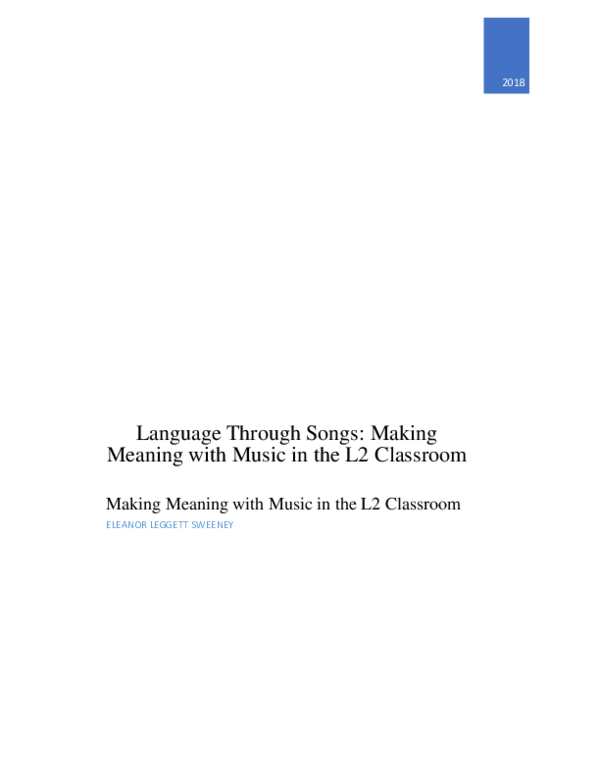 (PDF) Language Through Songs Making Meaning with Music in the L2