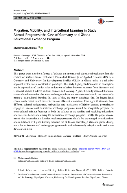(PDF) Migration, Mobility, and Intercultural Learning in Study Abroad ...