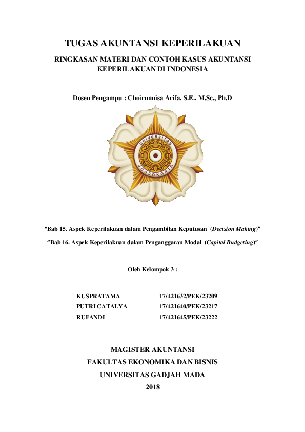 Doc Akuntansi Keperilakuan Decision Making Capital Budgeting Tomi Tom Academia Edu