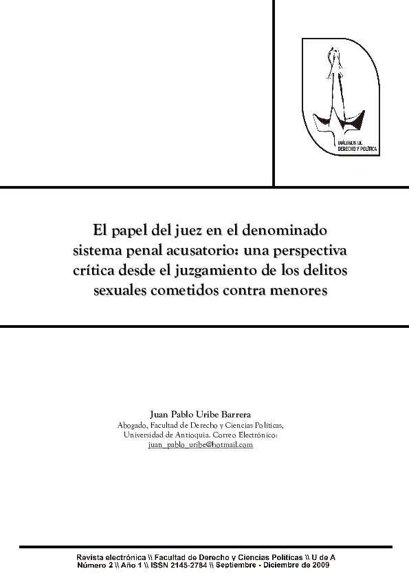 (PDF) El papel del juez en el denominado sistema penal acusatorio: una ...