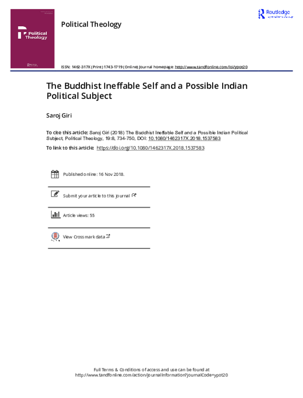 Pdf The Buddhist Ineffable Self And Political Subjectivity Saroj Giri Academia Edu