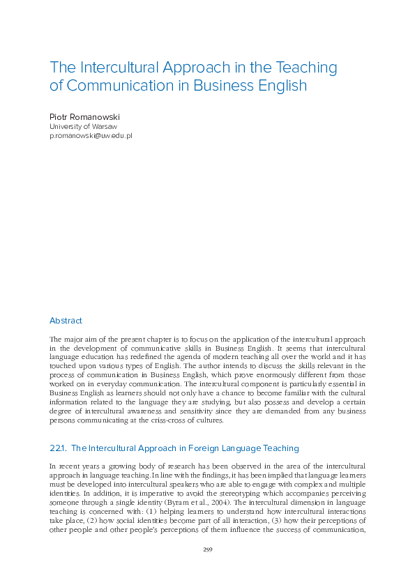 (PDF) The Intercultural Approach in the Teaching of Communication in ...