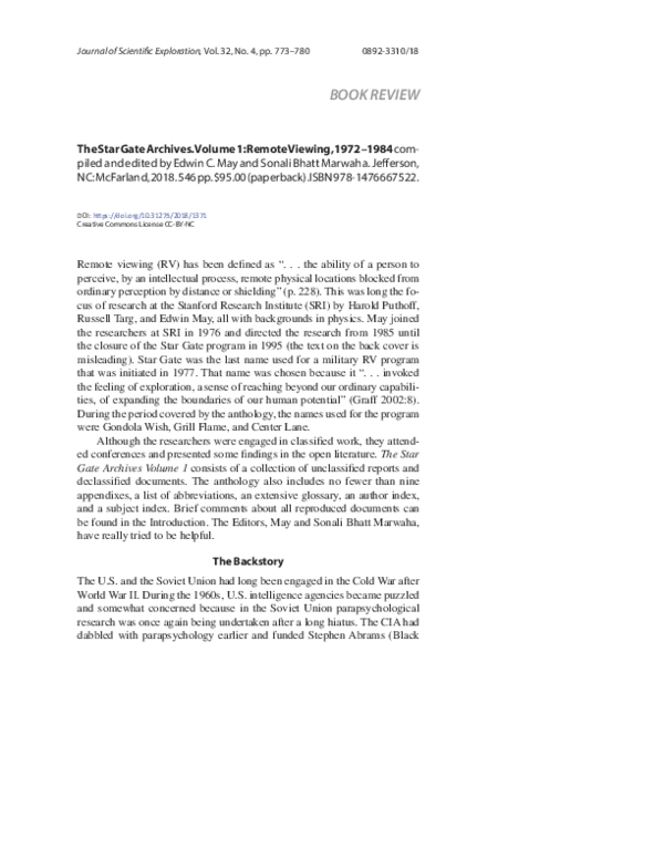 Pdf Review Of The Star Gate Archives Volume 1 Nemo C Morck