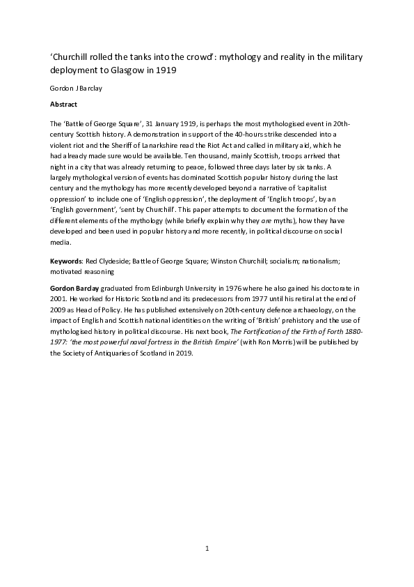 (PDF) "Churchill rolled the tanks into the crowd" mythology and