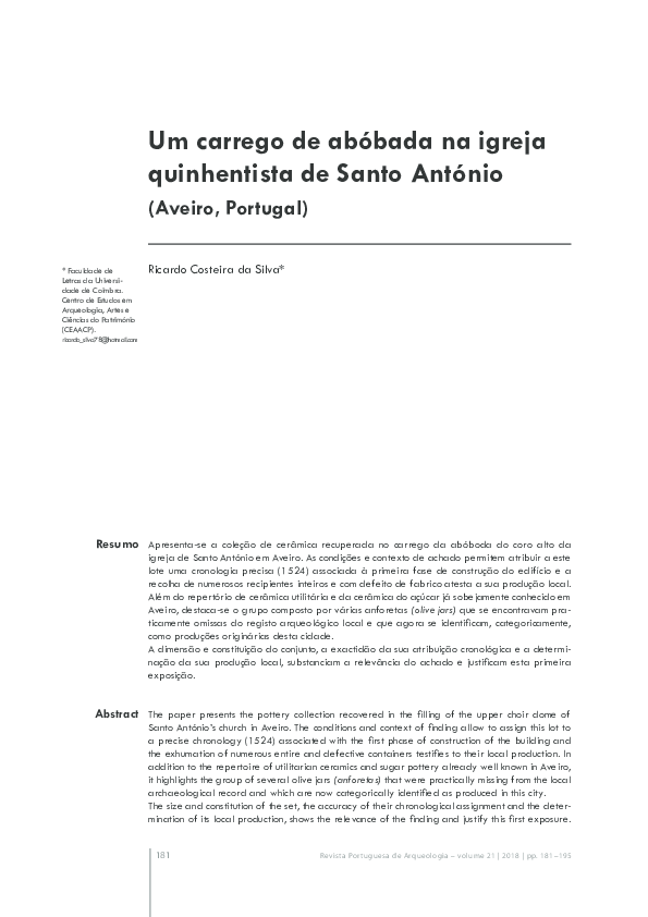 (PDF) Um carrego de abóbada na igreja quinhentista de Santo António ...